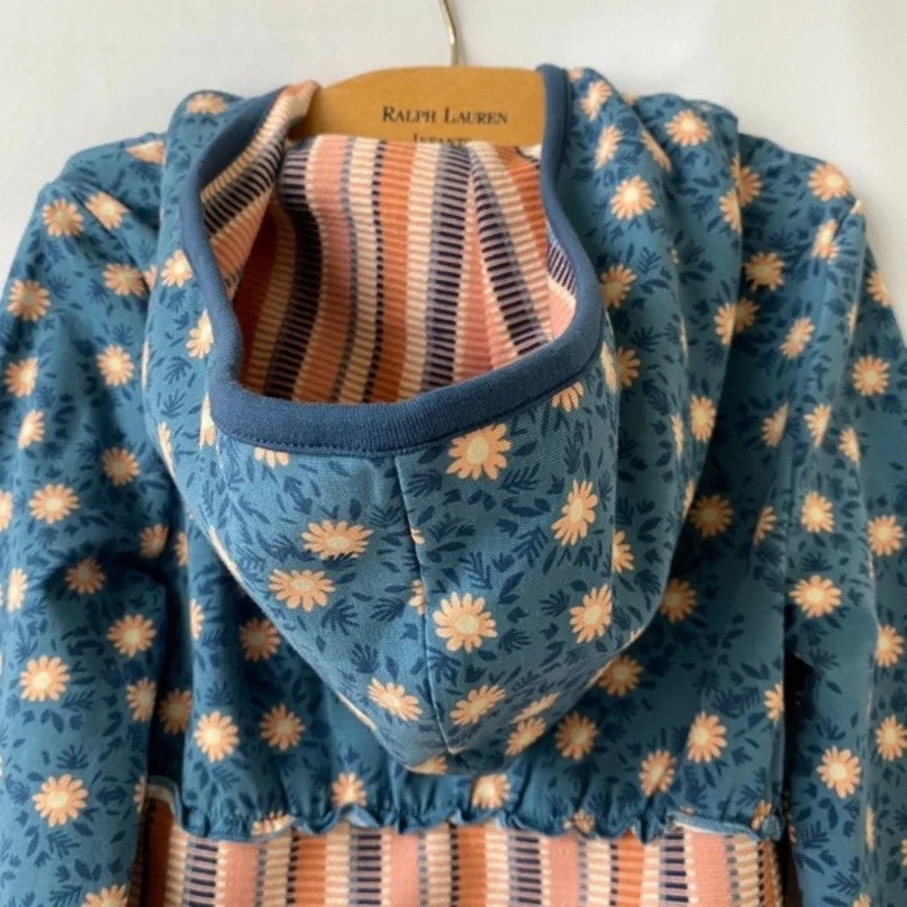 Finding Foxtale Boho Hooded Dress Girls 6 Navy‎ Daisy Whimsical Festival